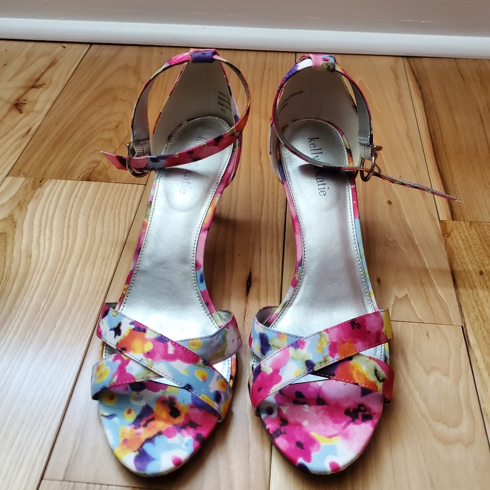 Kelly & Katie Pink and Yellow Heels with Ankle Strap